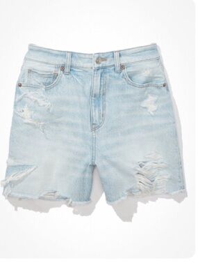 AE Ripped Denim Baggy Mom Shorts-Medium Bright Indigo-12